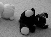 stuffed animals fallen over